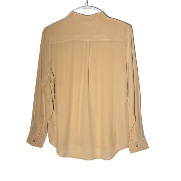 NEW Everlane 100% Silk Hidden-Button Peachy Tan Long-Sleeved Career Blouse, S - Picture 3 of 16